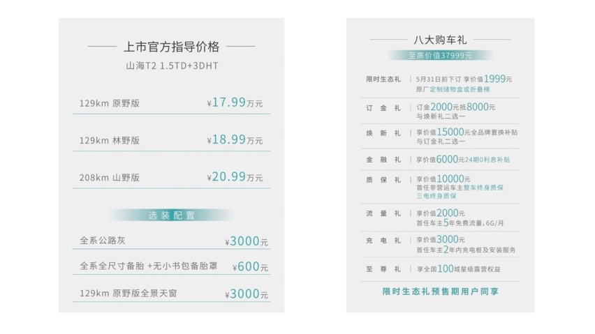 旅行越野超混SUV 捷途山海T2正式上市 售价17.99万元起