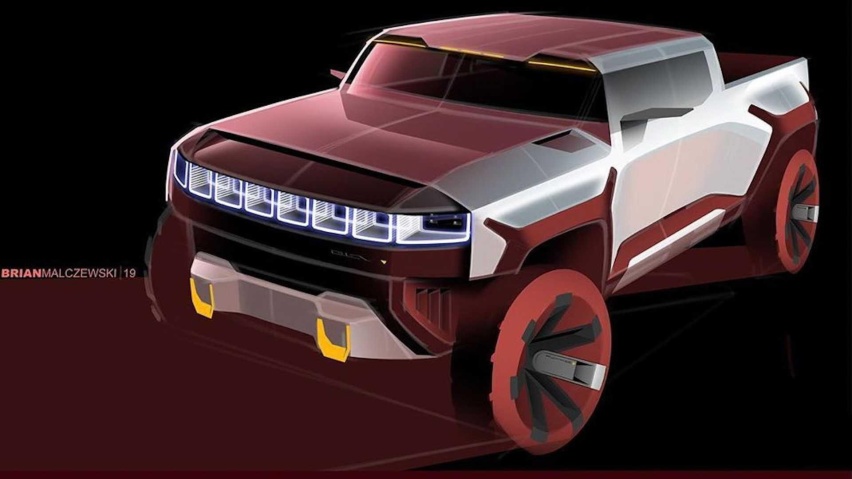 奠定设计基础，决定量产方向，通用HUMMER EV设计草图