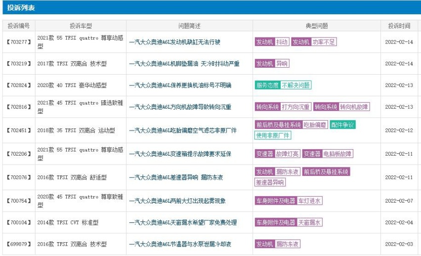 315在即：转向沉重、抖动熄火？奥迪A6L成了他们的烦心事