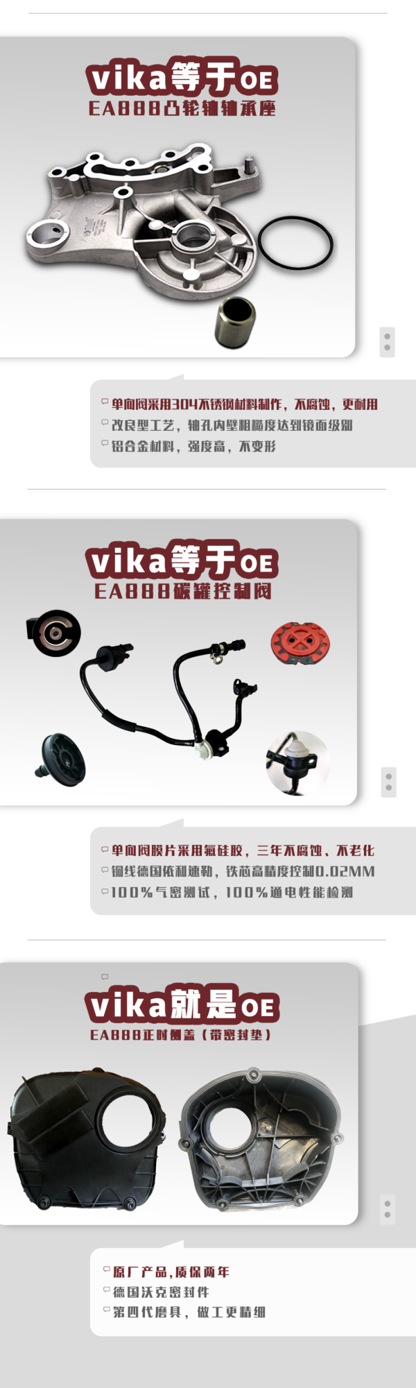 vika品牌推出EA888发动机系列五大核心产品，彻底解决发