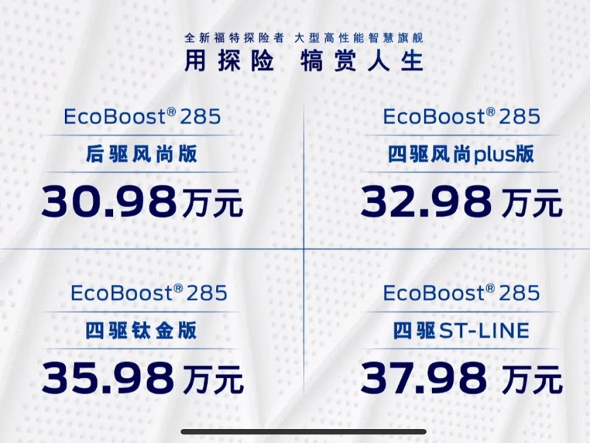 主推四驱风尚plus版长安福特新款探险者购车手册