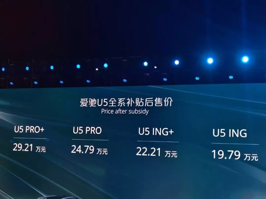 售价19.79-29.21万元，“后来者”爱驰U5有哪些后发