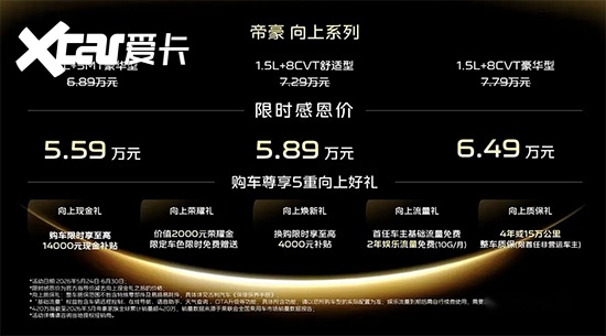 吉利帝豪向上系列上市 售价6.89-7.79万元