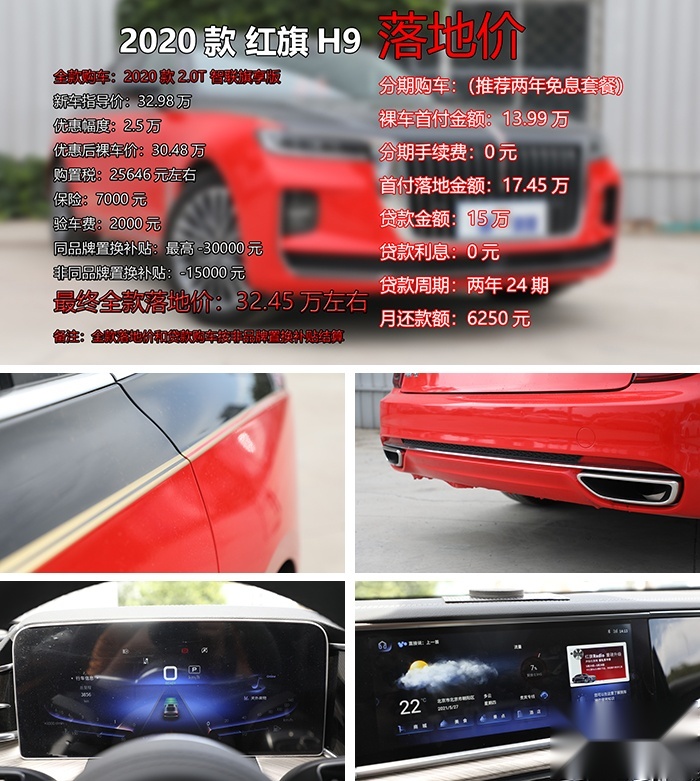 新车全系狂降2.5万，分期购车裸车首付14万，红旗H9你会考虑么？
