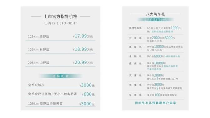旅行越野超混SUV 捷途山海T2正式上市 售价17.99万元起