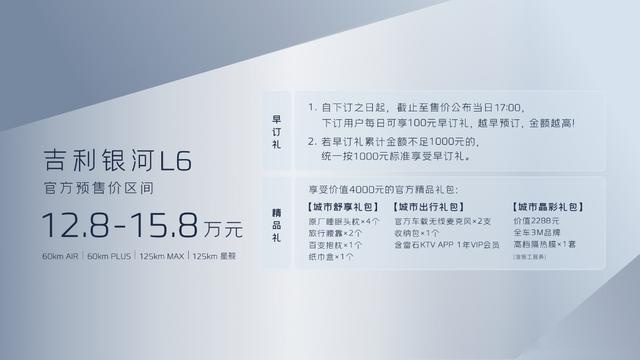 比秦PLUS更大，12.8万元起，吉利银河L6开启预售