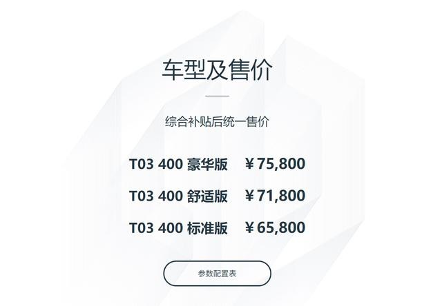 快讯｜零跑T03上市 NEDC续航里程最高403千米