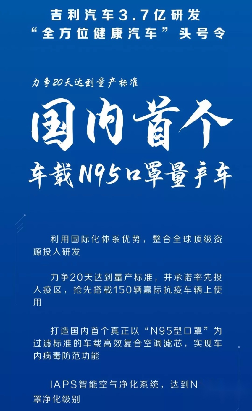 吉利等品牌率先布局，“戴口罩”的汽车会成下一个风口？