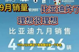 9月销量榜单出炉 比亚迪一个月销量抵别人一年 理想很理想