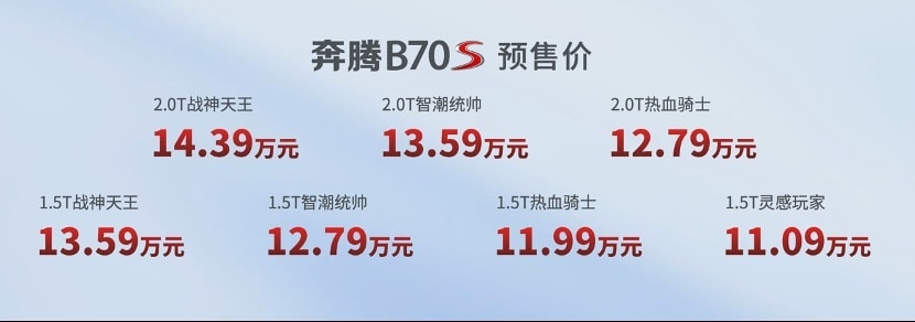 预售价11.09万元起，奔腾B70S开启预售，你觉得这款产品如何？