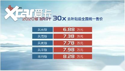 年轻人的第一台电动车30X正式上市 去补贴后售价6.88万起