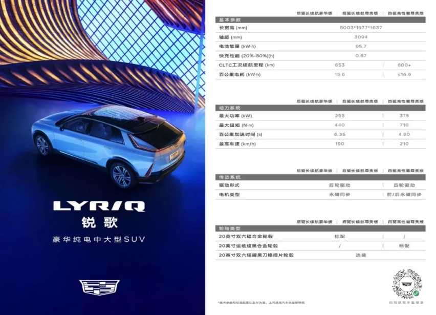 配置再升级、高性能来袭，凯迪拉克纯电LYRIQ公布中文名“锐歌”