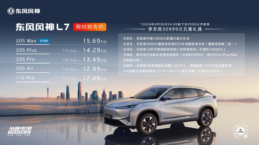 性价比拉满 东风风神L7上市 205km纯电续航车型杀入12万级