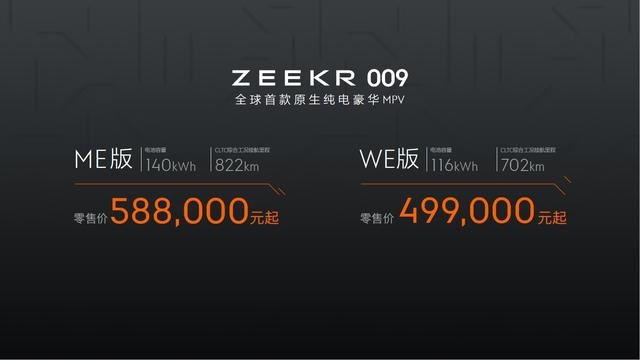 49.9万元/58.8万元，最高续航822公里，极氪009贵吗？