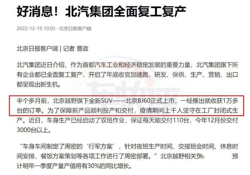 宣称订单量破万，每月销量都不过千，北京BJ60是怎么了？