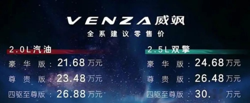 天窗可调光，双层玻璃隔音，威飒21.68万起售