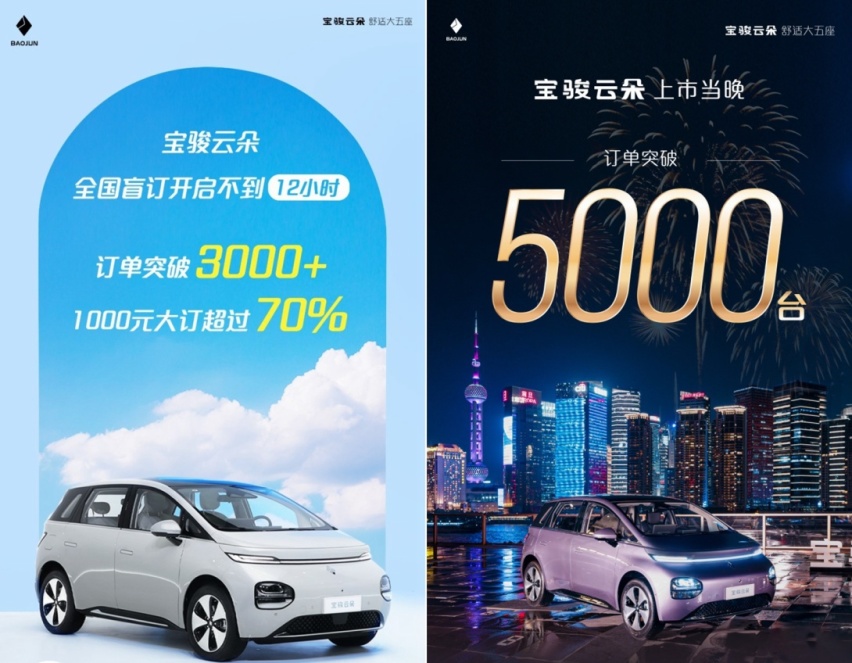 宝骏云朵上市首月交付量严重偏低 原因竟是“杂牌电池”？
