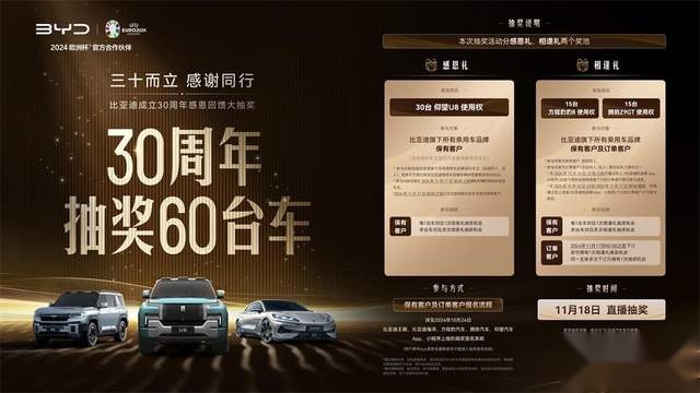 海洋车主狂喜 比亚迪30周年抽U8使用权