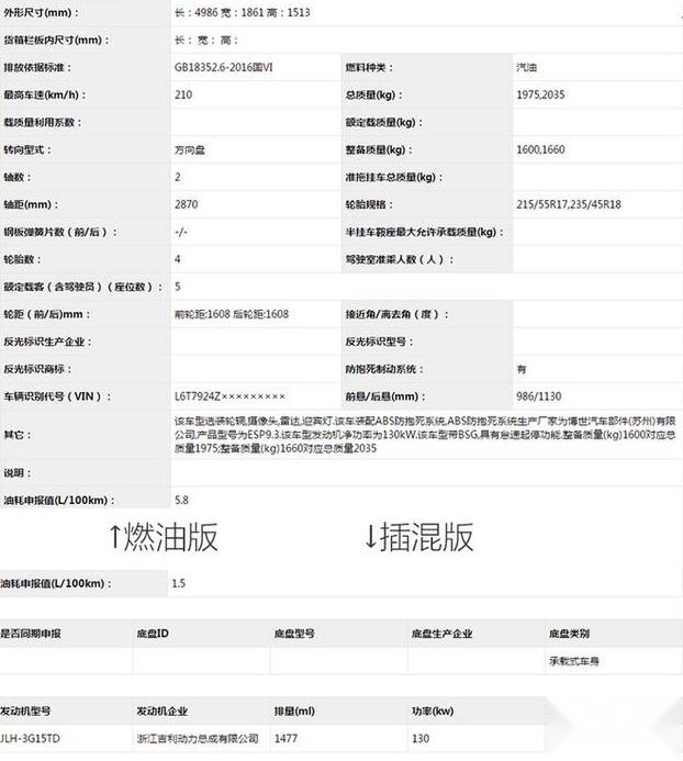 吉利新款博瑞曝光，前脸换装直瀑式中网，酷似沃尔沃S60