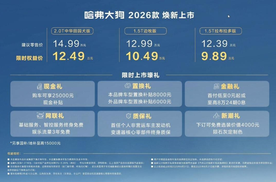 限时权益价9.89-12.49万元，2026款哈弗大狗正式上市