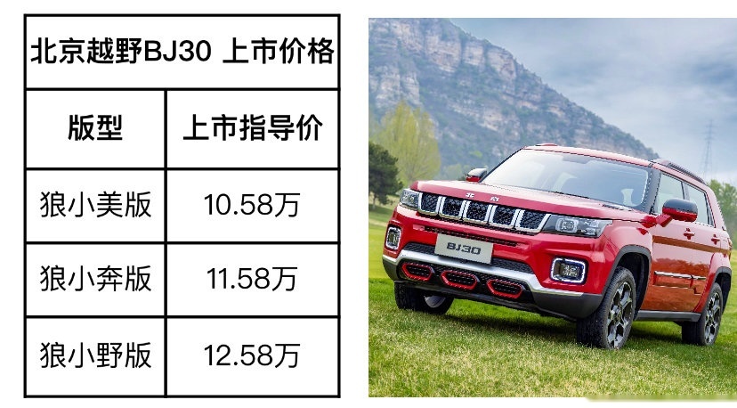 北京越野小战BJ30上市，指导价10.58-12.58万