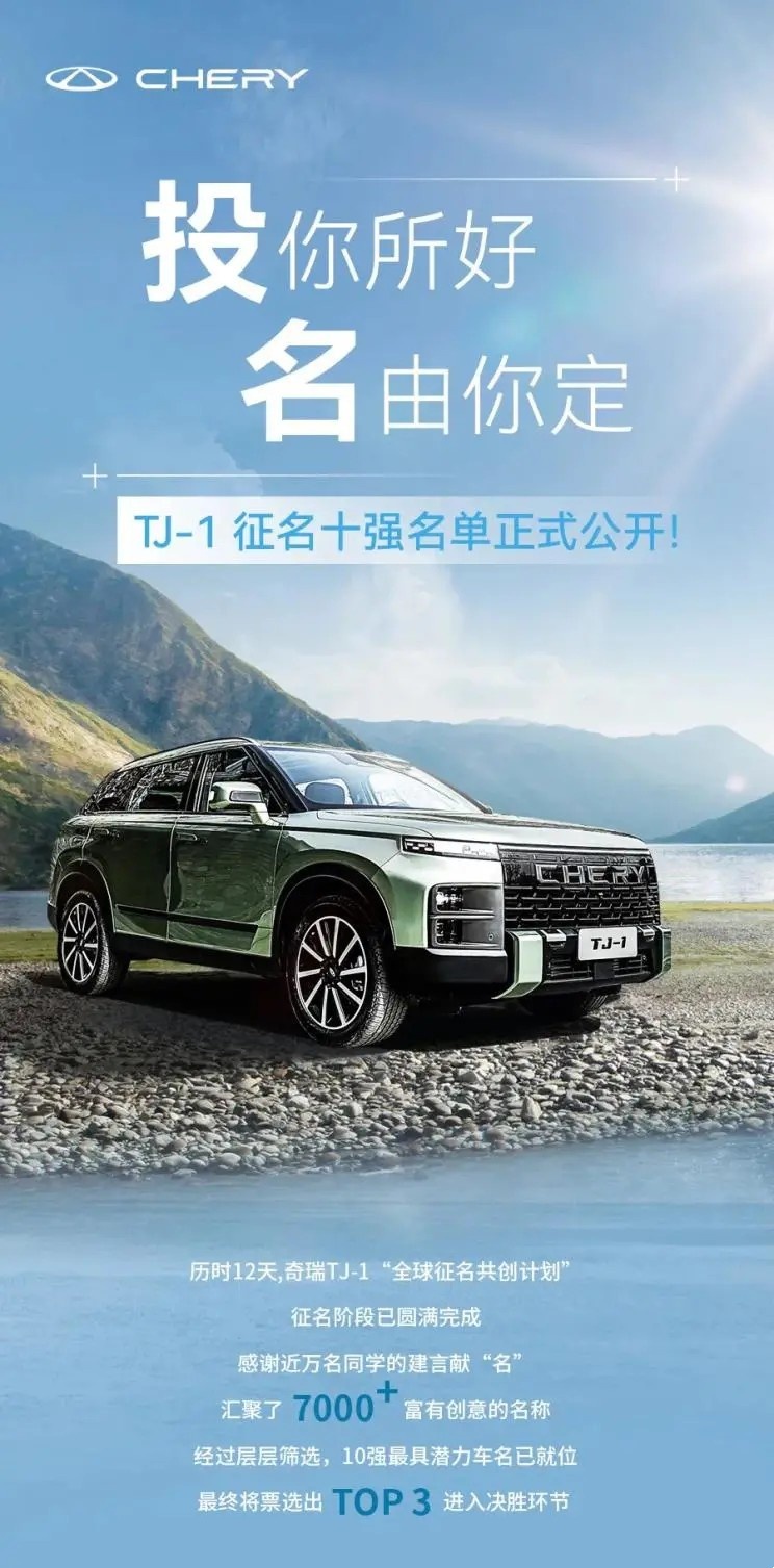 奇瑞TJ-1公开征名 风云、瑞米、自由你觉得哪个好？
