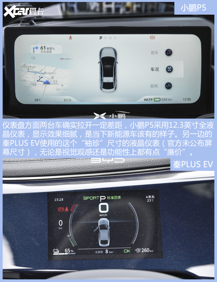 小鹏P5对比秦PLUS EV