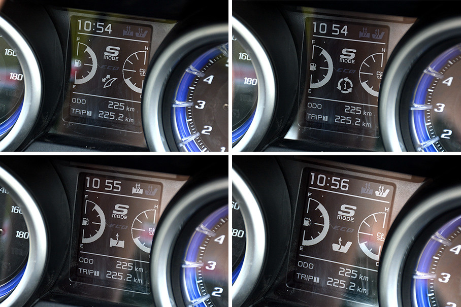 仪表中间的这块负显屏幕显示信息十分丰富,其中包括了风挡调节功能