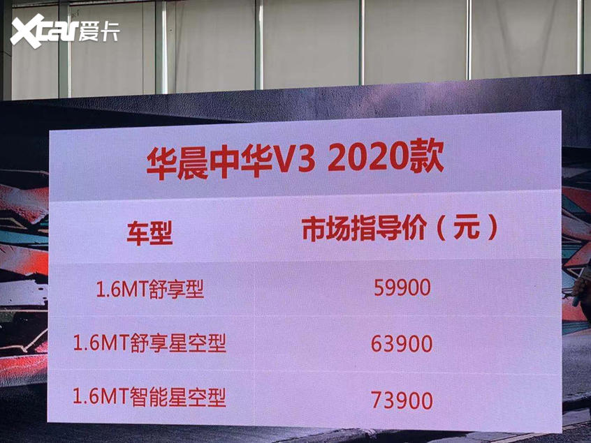 2020款华晨中华V3