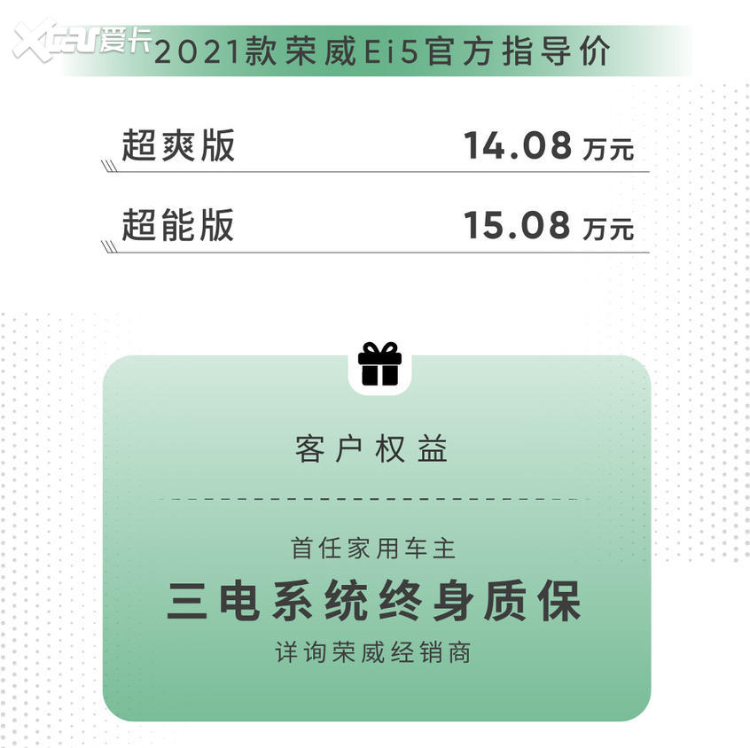2021款荣威Ei5正式上市 售14.08万元起