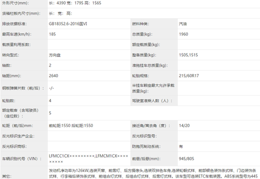 新款奕泽IZOA申报图 推燃油版/混动版本