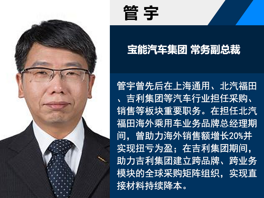 人事变动丨管宇任宝能汽车常务副总裁