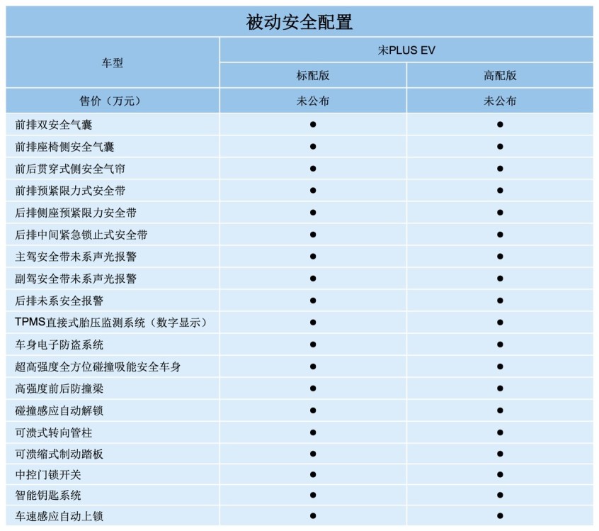 比亚迪宋PLUS EV配置曝光 搭刀片电池