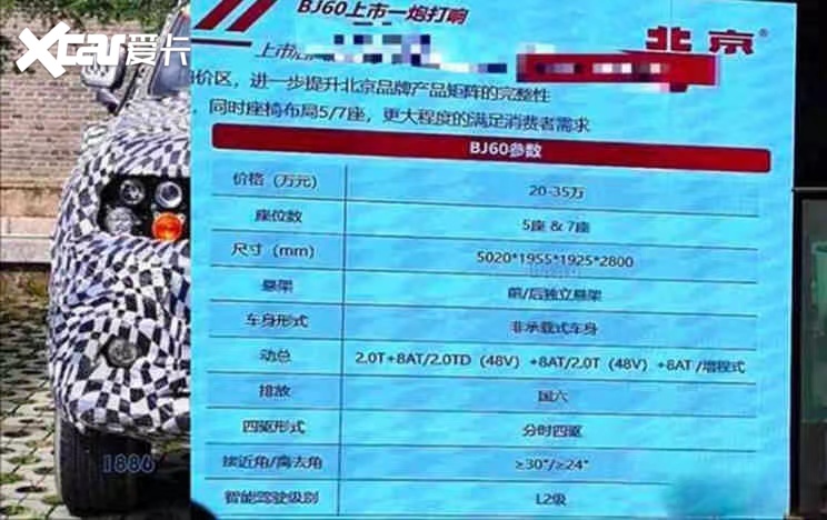 疑似北京BJ60价格曝光